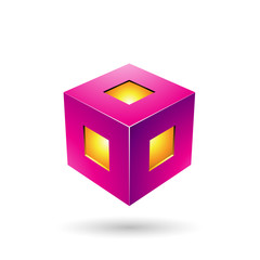 Magenta Bold Lantern Cube Illustration