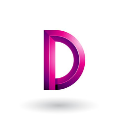 Magenta Glossy and Bold 3d Geometrical Letter D Illustration