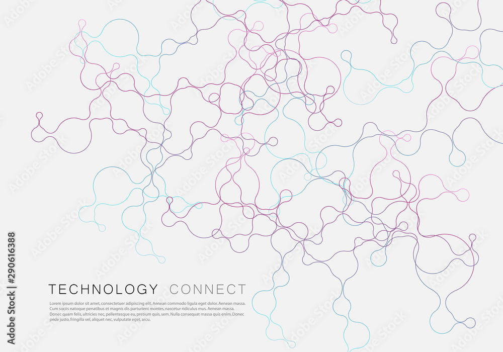 Poster Abstract geometric brochure background with connected lines and dots