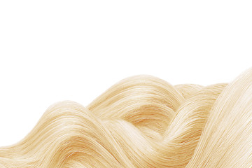 Natural blond hair isolated on white. Background, copy space