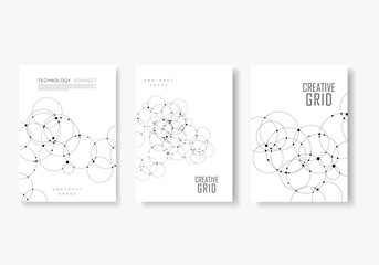 Abstract vector background with connection overlapping circles and dots. Science and technology concept design