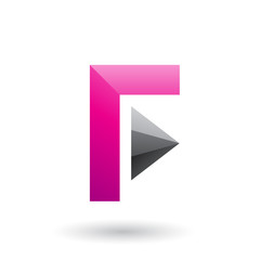 Magenta Icon of Letter F with a Triangle Illustration