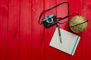 diary and traveler's camera