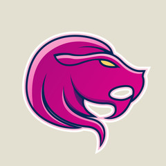 Magenta Lion or Leo Icon Illustration