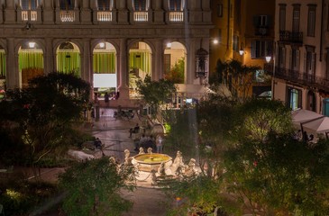 Bergamo old square in the evening that promotes nature and beauty and ecology,