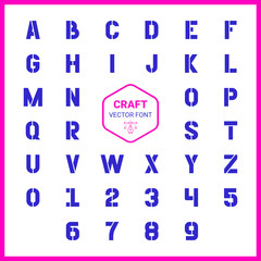 Craft alphabet design, letters and numbers vector illustration