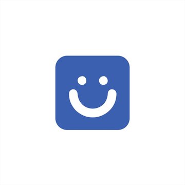 smile emoticon in rectangle shape foe logo and icon