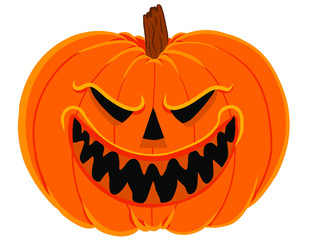 Spooky Grinning Pumpkin Jack O'Lantern with teeth.