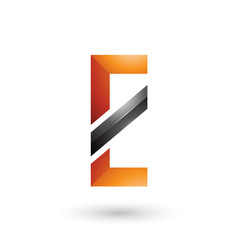 Orange and Black Letter E with a Diagonal Line Illustration