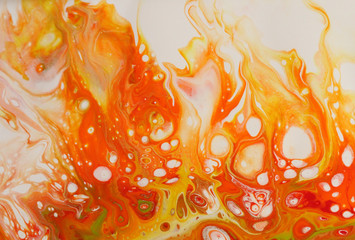 Bright red, orange, and yellow combine to create this abstract acrylic painting of a raging bonfire for backgrounds.