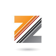 Orange and Grey Letter Z with Diagonal Stripes Illustration