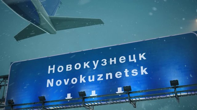Airplane Takeoff Novokuznetsk in Christmas
