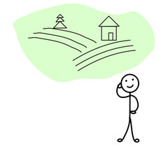 stick man thinking about agriculture development, the idea of agriculture development