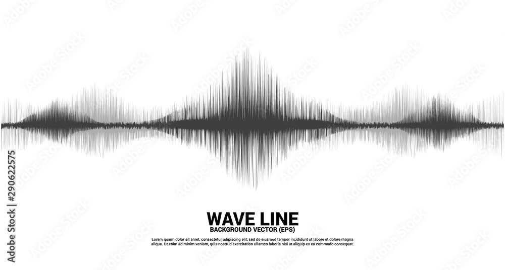 Poster Sound wave line curve on white background. Element for theme technology and voice vector