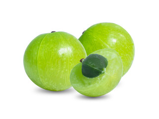 Indian gooseberry Phyllanthus emblica  amla  fruits  green isolated  white background