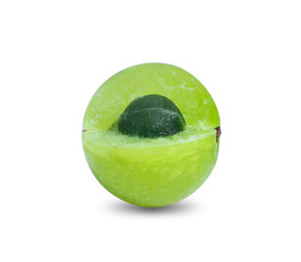 Indian gooseberry Phyllanthus emblica  amla  fruits  green isolated  white background