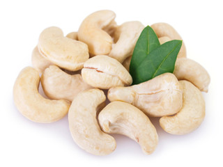 Cashew nuts on white background