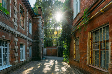Old red brick houses in historical part of Voronezh