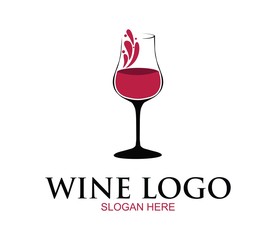 Wine logo design template. wine glass border design. Wine bar logo template. Vector illustration of icon