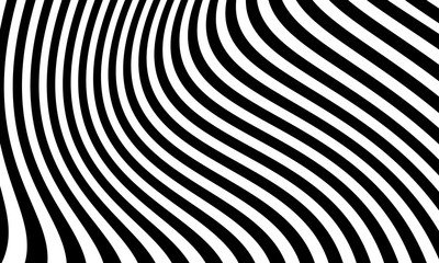Abstract wavy black and white striped background vector design.