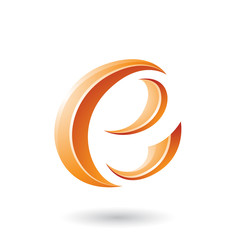 Orange Glossy Crescent Shape Letter E Illustration