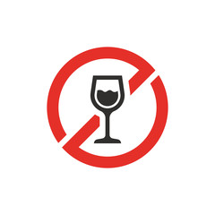 No alcohol sign vector design. Wineglass icon.