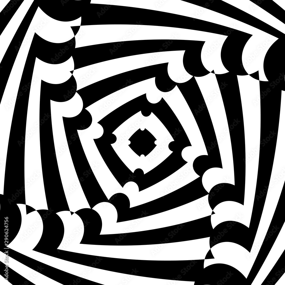 Aufkleber abstract optical illusion background vector design. psychedelic striped black and white backdrop. hy