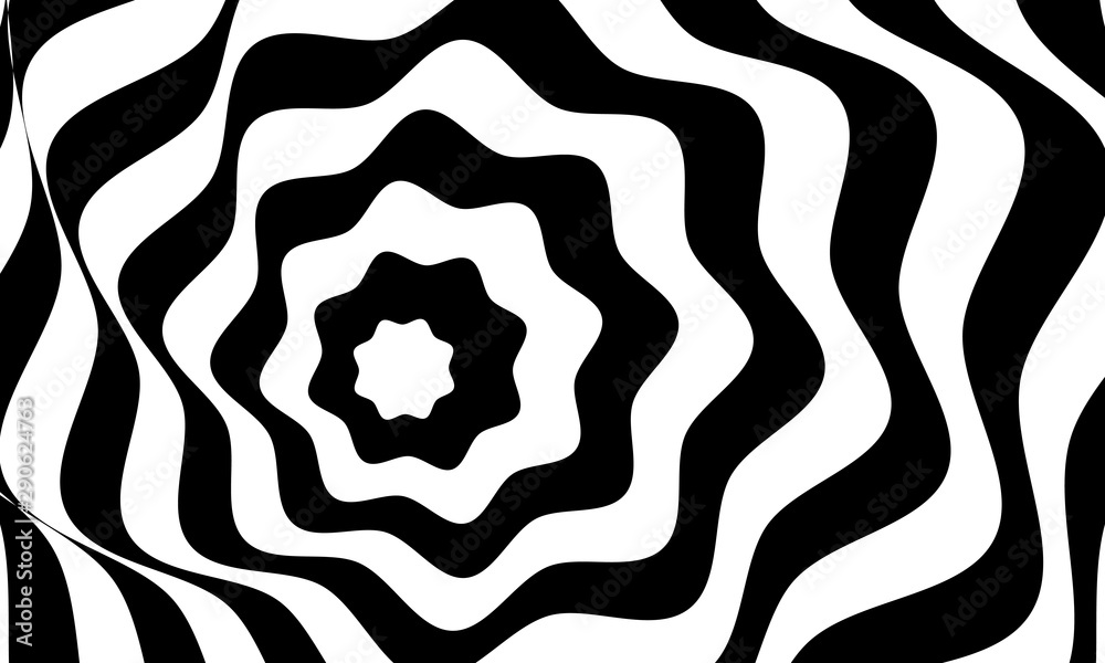 Aufkleber abstract optical illusion background vector design. psychedelic striped black and white backdrop. hy