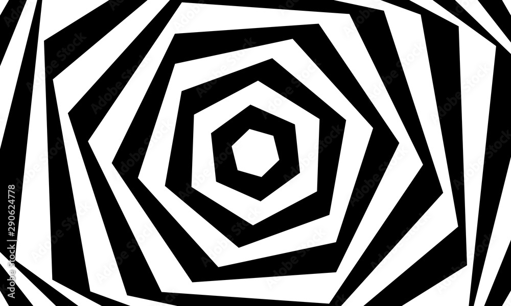 Aufkleber abstract optical illusion background vector design. psychedelic striped black and white backdrop. hy