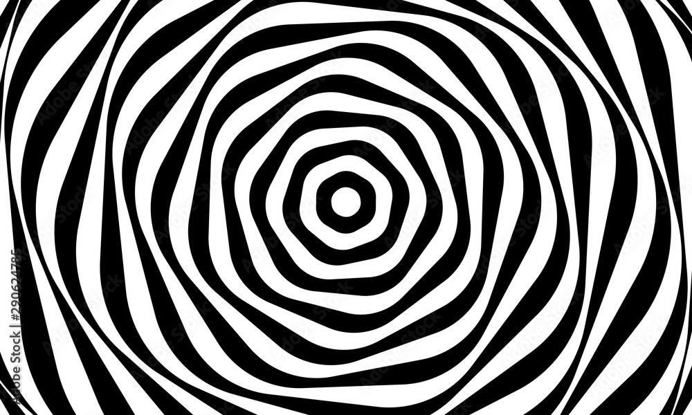 Aufkleber abstract optical illusion background vector design. psychedelic striped black and white backdrop. hy
