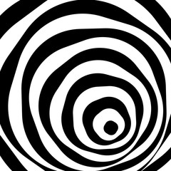 Abstract optical illusion background vector design. Psychedelic striped black and white backdrop. Hypnotic pattern.