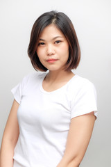 Fototapeta premium Healthy asian women smiling on white background