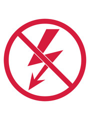 Obraz premium kein strom zone verboten elektrisch blitz energie starkstrom achtung vorsicht gefahr schild symbol zeichen elektriker arbeiter kabel donner ladung batterie clipart design cool