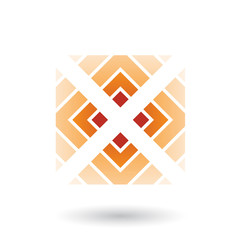 Orange Letter X Icon with Square and Triangles Illustration