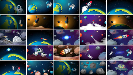 Large set of different space scenes