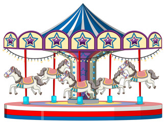 Carousel with white horse on white background © GraphicsRF