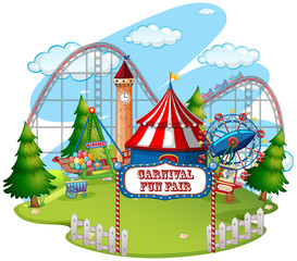 Fun fair theme park on isolated background