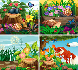 Set of background scene with nature theme