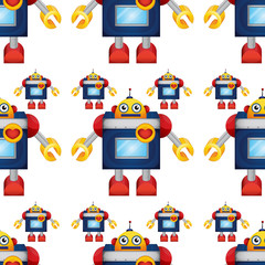 Seamless pattern tile cartoon with toy robot