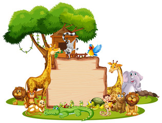 Border template design with cute animals