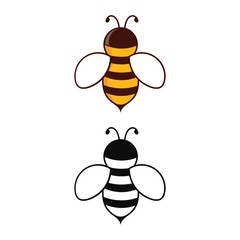 Bee vector logo design template. Bee icon isolated on white background. Honey flying bee. Insect. Flat style vector illustration.