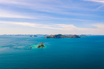 Aerial view of beautiful island with blue ocean in Sattahip, Thailand