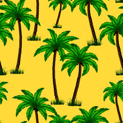 seamless pattern in a cartoon style with palm trees
