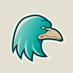Persian Green Eagle Head Cartoon Icon Illustration