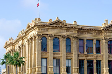 Fototapeta na wymiar Historic buildings in downtown Galveston Island, Texas
