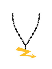 halskette schmuck halsband elektrisch blitz strom energie starkstrom achtung vorsicht gefahr schild symbol zeichen elektriker arbeiter kabel donner ladung batterie clipart design cool