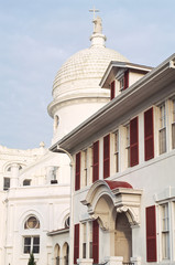 Morning light on historic church on Galveston Island, Texas.