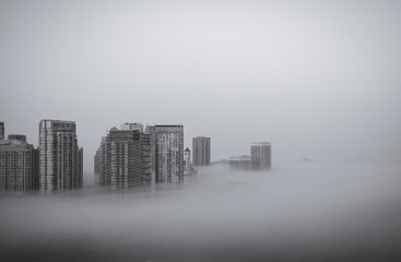 city and fog