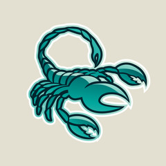 Persian Green Glossy Scorpion Icon Illustration