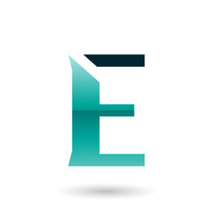 Persian Green Sliced Letter E Illustration